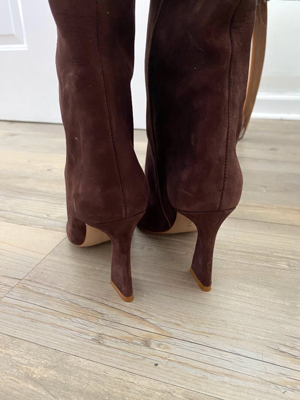 Schutz Brown Suede Flare Heeled Boots Size 9.5 - Picture 3 of 5